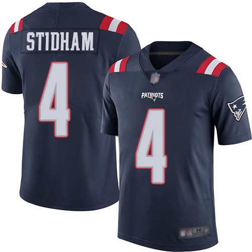 New England Patriots Limited Navy Blue Men #4 Jarrett Stidham NFL Jersey Rush Vapor